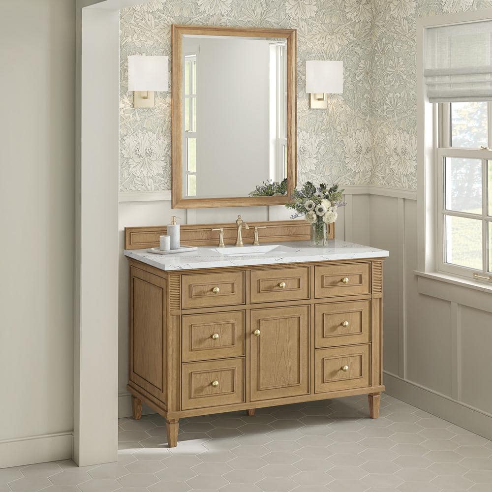 James Martin Vanities Lorelai 48" Single Bath Vanity in Light Natural Oak with Quartz Top