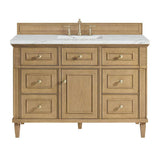 James Martin Vanities Lorelai 48" Single Bath Vanity in Light Natural Oak with Quartz Top