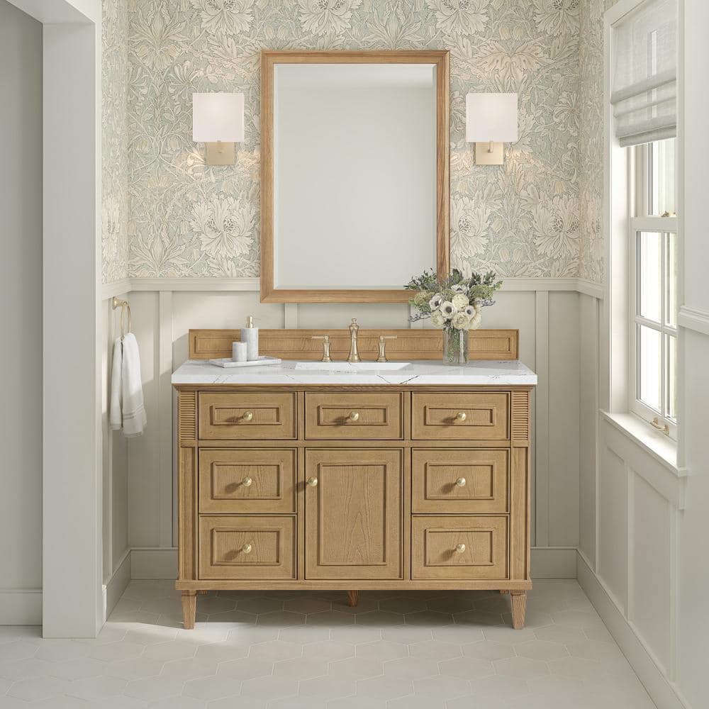 James Martin Vanities Lorelai 48" Single Bath Vanity in Light Natural Oak with Quartz Top