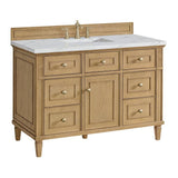James Martin Vanities Lorelai 48" Single Bath Vanity in Light Natural Oak with Quartz Top
