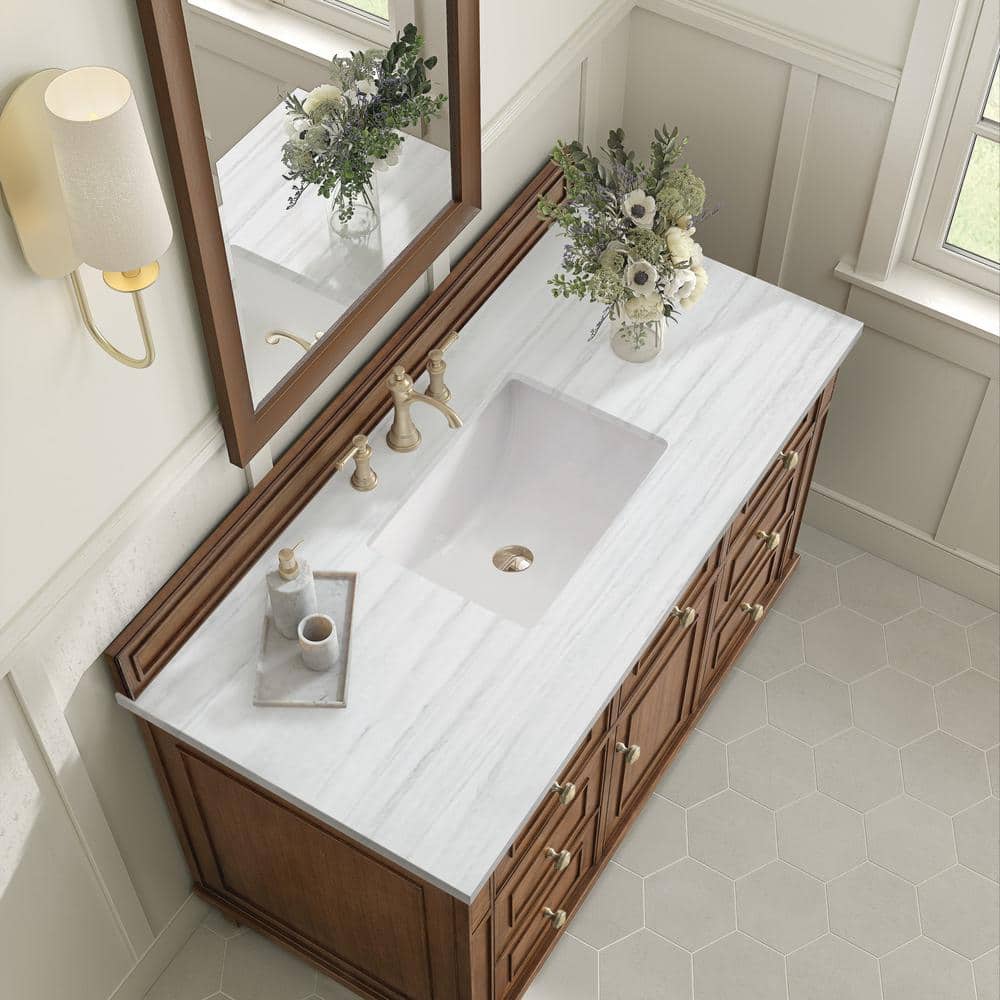 James Martin Vanities Lorelai 48" Single Bath Vanity in Mid-Century Walnut with Arctic Fall Top