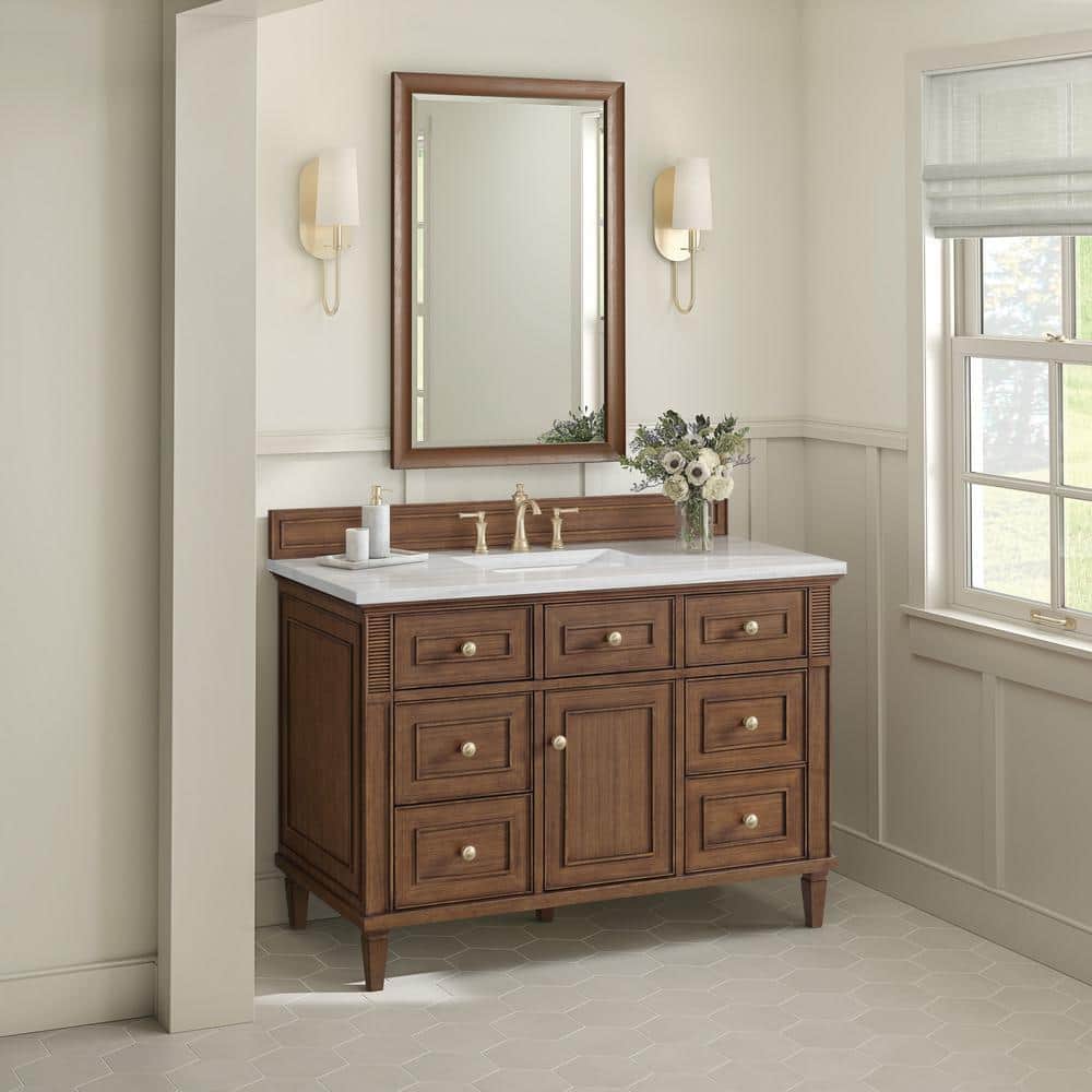James Martin Vanities Lorelai 48" Single Bath Vanity in Mid-Century Walnut with Arctic Fall Top