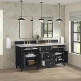 James Martin Vanities Lorelai 72" Double Bath Vanity in Black Onyx with Arctic Fall Top