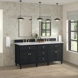 James Martin Vanities Lorelai 72" Double Bath Vanity in Black Onyx with Arctic Fall Top