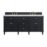 James Martin Vanities Lorelai 72" Double Bath Vanity in Black Onyx with Arctic Fall Top