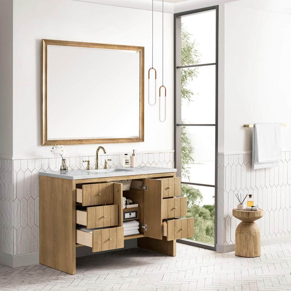 James Martin Vanities Hudson 48" Bathroom Vanity in Light Natural Oak with Quartz Top