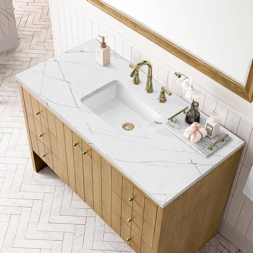 James Martin Vanities Hudson 48" Bathroom Vanity in Light Natural Oak with Quartz Top