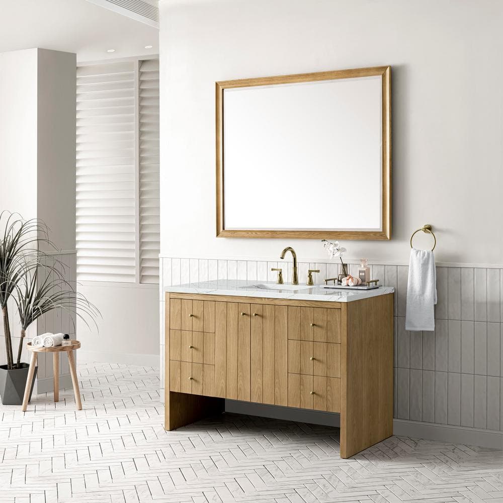 James Martin Vanities Hudson 48" Bathroom Vanity in Light Natural Oak with Quartz Top