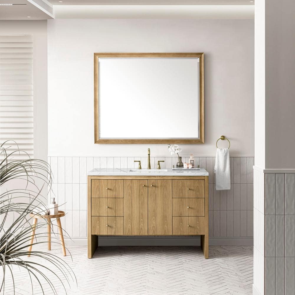 James Martin Vanities Hudson 48" Bathroom Vanity in Light Natural Oak with Quartz Top