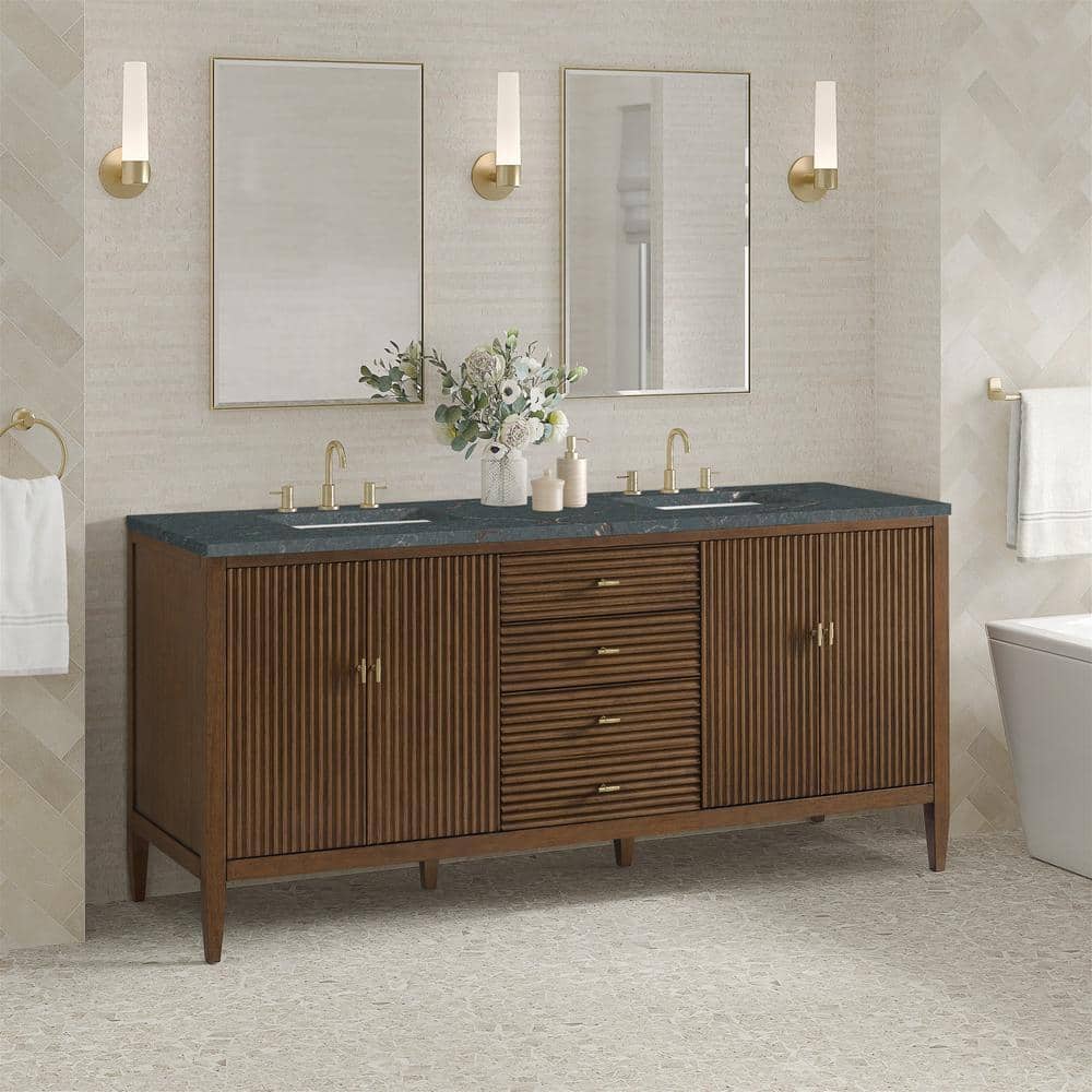 James Martin Vanities Myrrin 72-inch Double Bathroom Vanity with Parisien Bleu Quartz Top