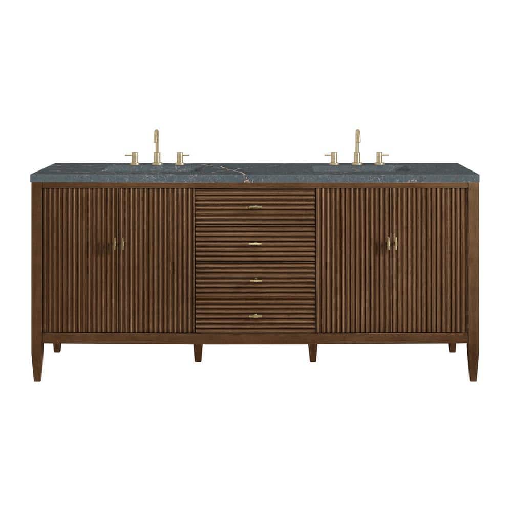James Martin Vanities Myrrin 72-inch Double Bathroom Vanity with Parisien Bleu Quartz Top