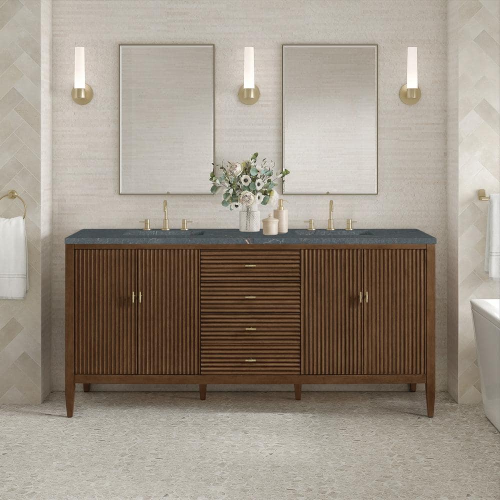 James Martin Vanities Myrrin 72-inch Double Bathroom Vanity with Parisien Bleu Quartz Top