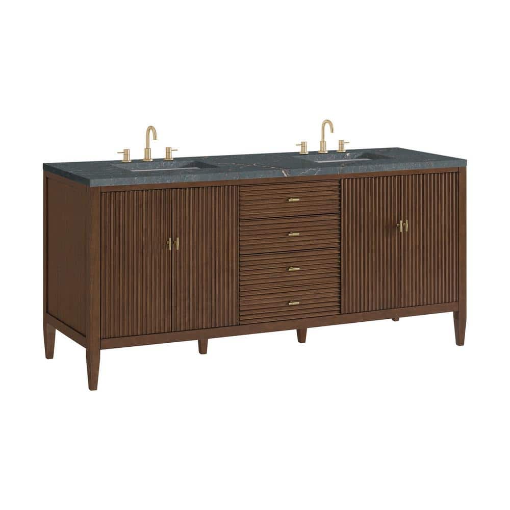 James Martin Vanities Myrrin 72-inch Double Bathroom Vanity with Parisien Bleu Quartz Top
