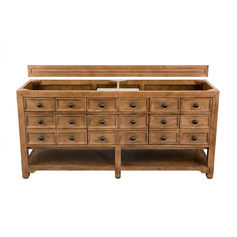 James Martin Vanities Malibu 72" Double Bath Vanity in Honey Alder with Arctic Fall Top