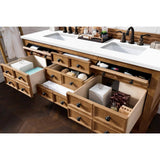 James Martin Vanities Malibu 72" Honey Alder Double Vanity with White Zeus Quartz Top