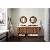 James Martin Vanities Malibu 72" Honey Alder Double Vanity with White Zeus Quartz Top