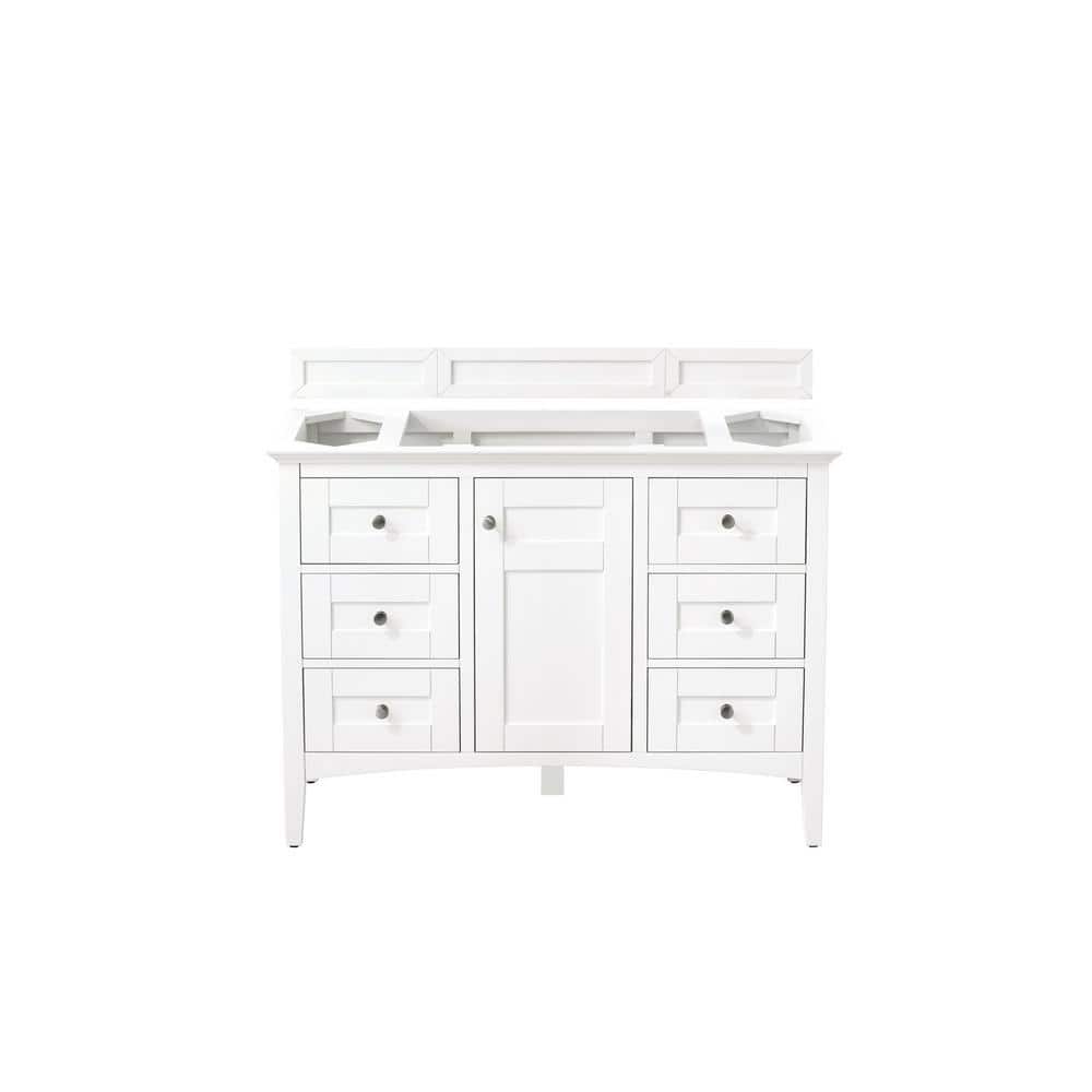 James Martin Vanities Palisades 48" Single Bath Vanity in Bright White with Quartz Top
