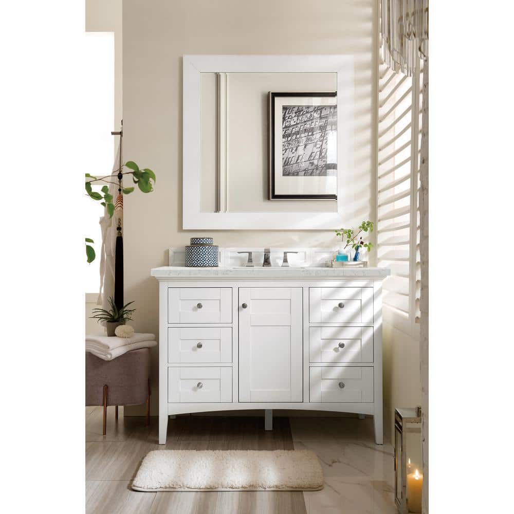 James Martin Vanities Palisades 48" Single Bath Vanity in Bright White with Quartz Top
