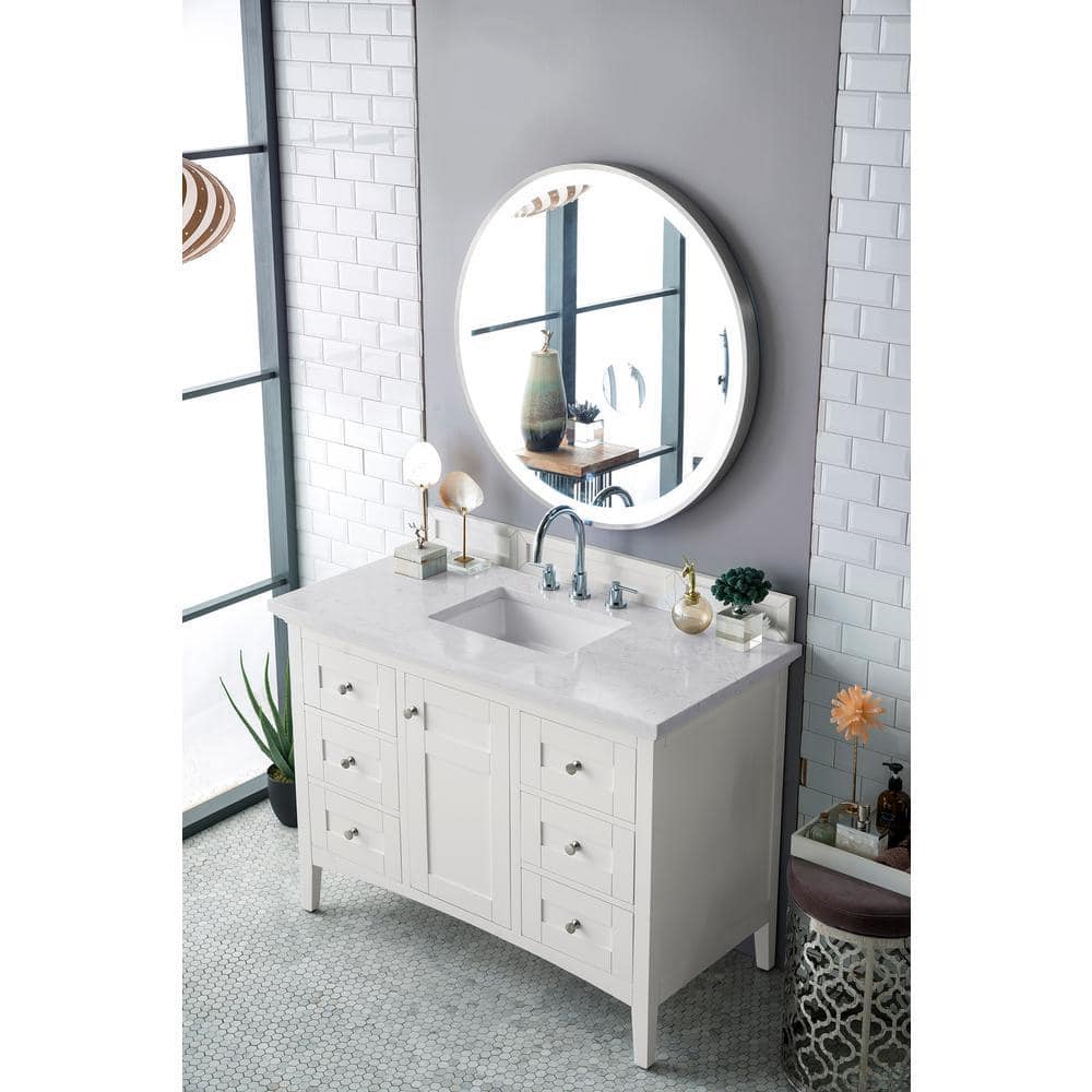 James Martin Vanities Palisades 48" Single Bath Vanity in Bright White with Quartz Top