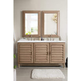 James Martin Vanities Portland 60" Bathroom Vanity in Whitewashed Walnut with Quartz Top