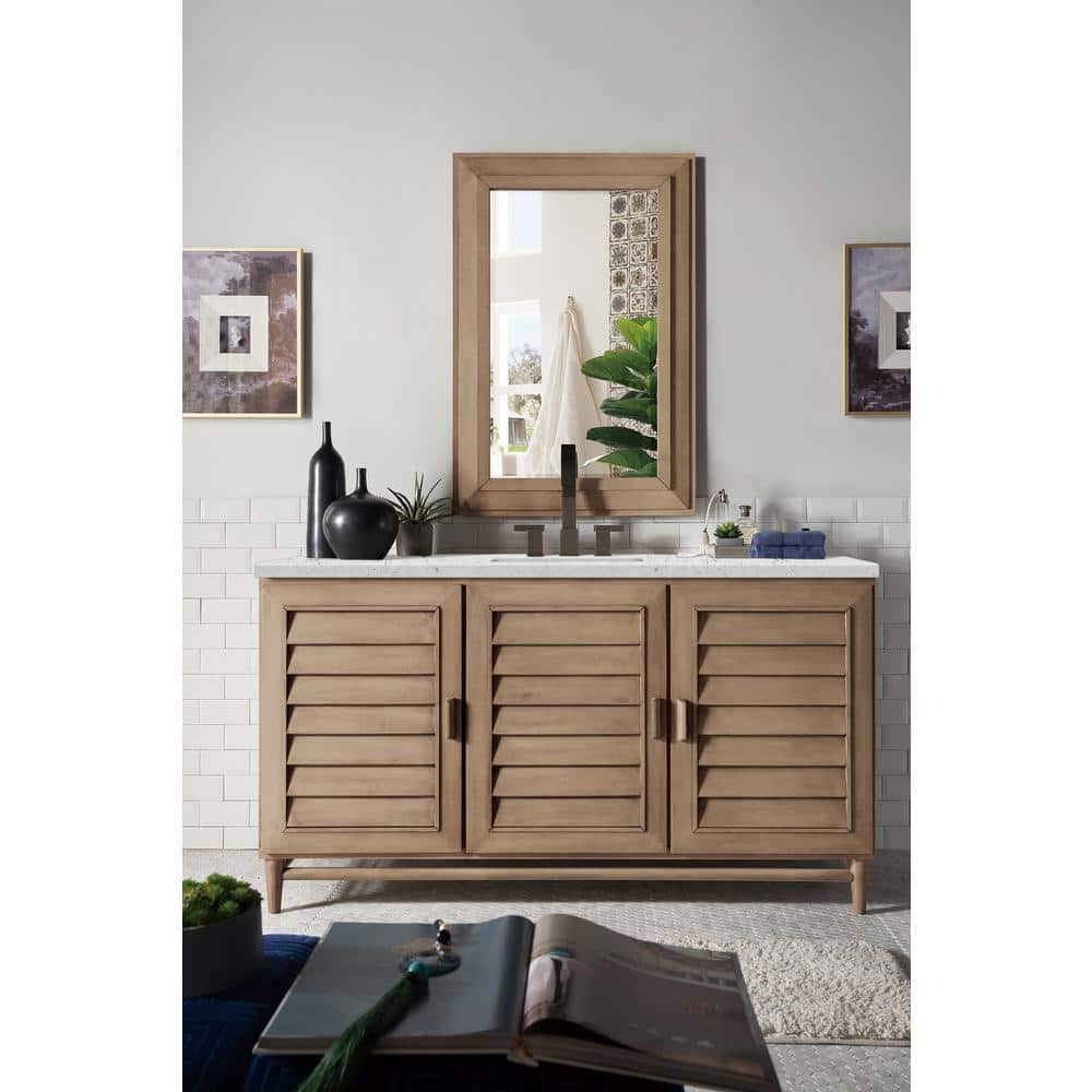 James Martin Vanities Portland 60" Single Vanity in Whitewashed Walnut with Quartz Top