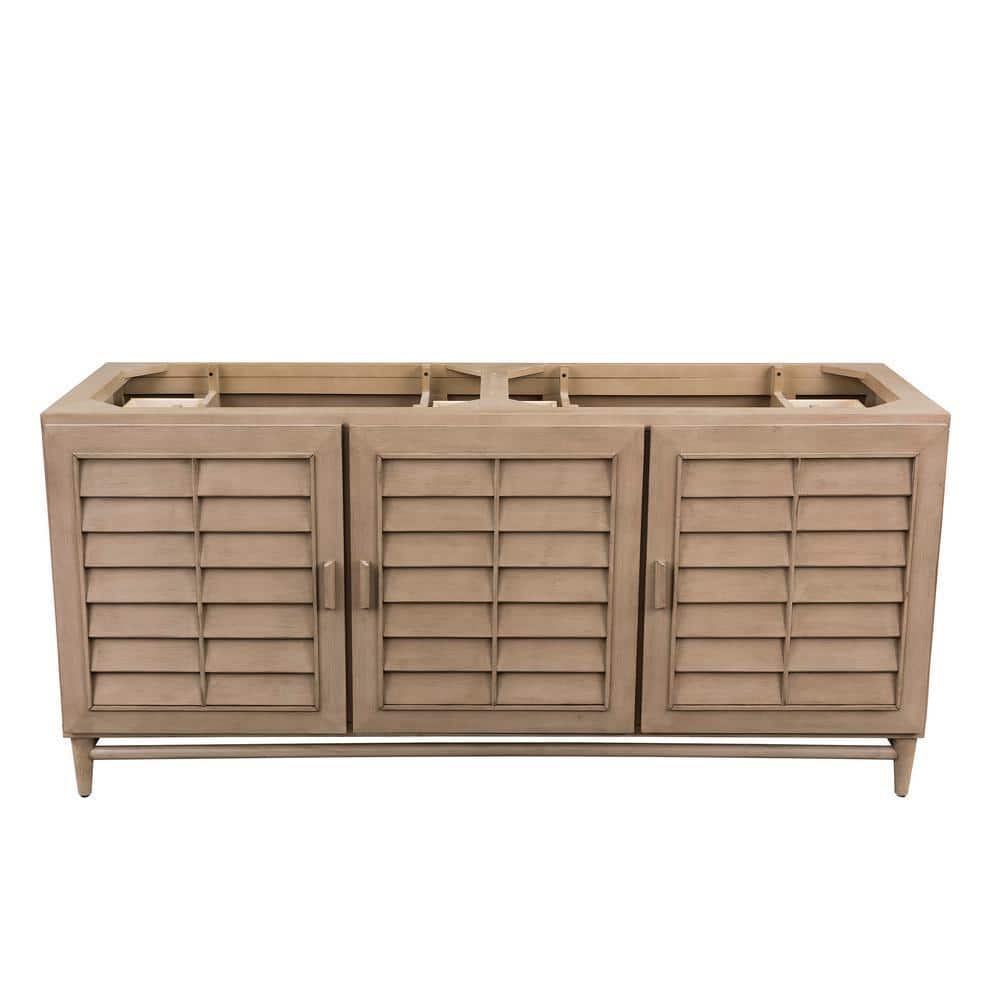 James Martin Vanities Portland 72" Double Vanity in Whitewashed Walnut with Quartz Top