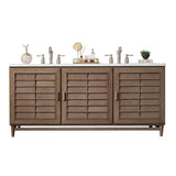 James Martin Vanities Portland 72" Double Vanity in Whitewashed Walnut with Quartz Top