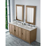 James Martin Vanities Portland 72" Double Vanity in Whitewashed Walnut with Quartz Top