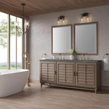James Martin Vanities Portland 72" Bathroom Vanity in Whitewashed Walnut with Parisien Bleu Quartz Top