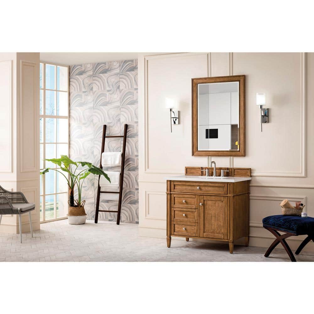 James Martin Vanities Brittany 36" Bathroom Vanity in Saddle Brown with Quartz Top
