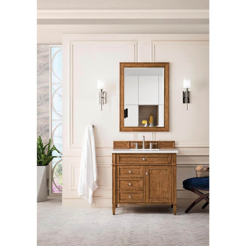 James Martin Vanities Brittany 36" Bathroom Vanity in Saddle Brown with Quartz Top