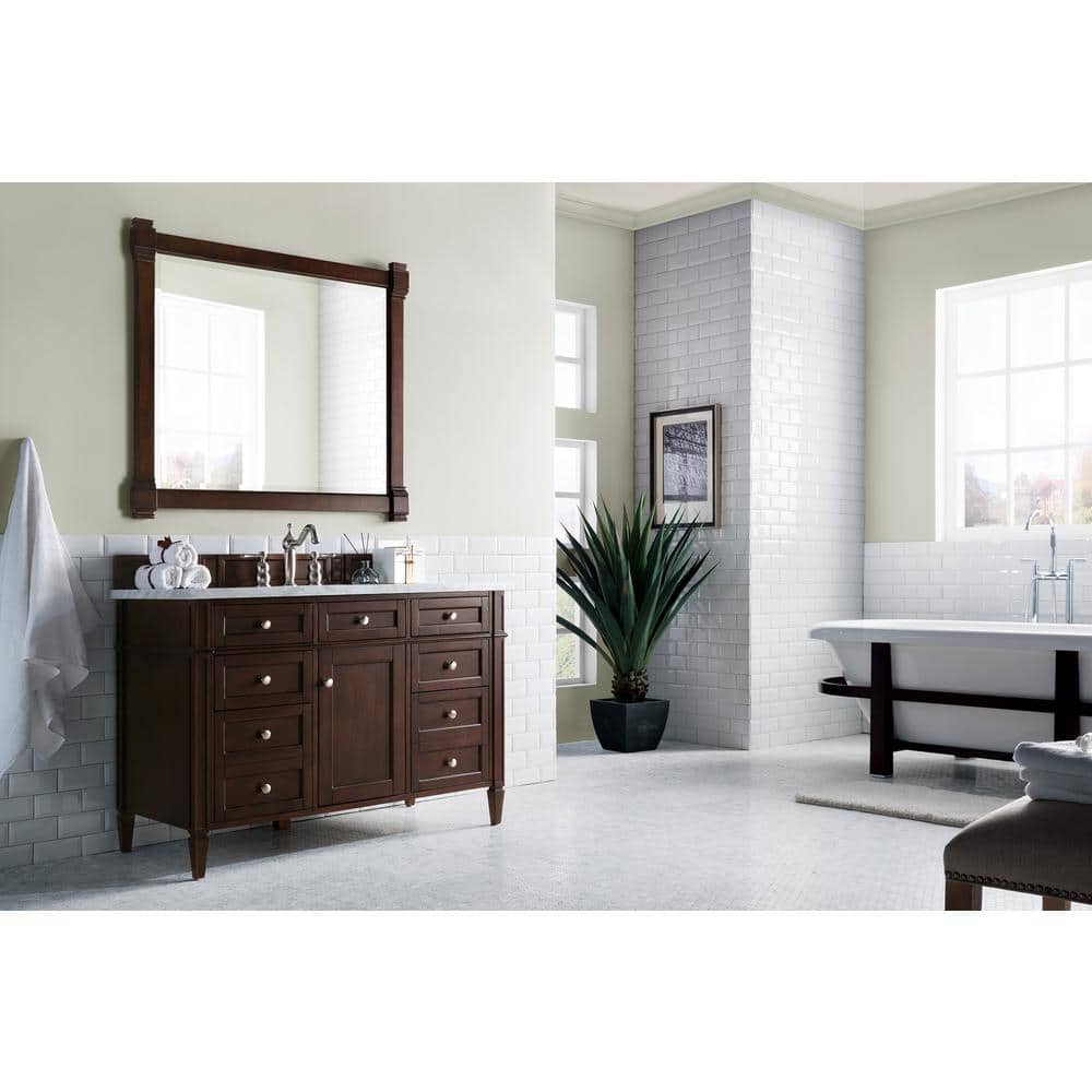 James Martin Vanities Brittany 48" Single Bath Vanity in Burnished Mahogany with Carrara Marble Top
