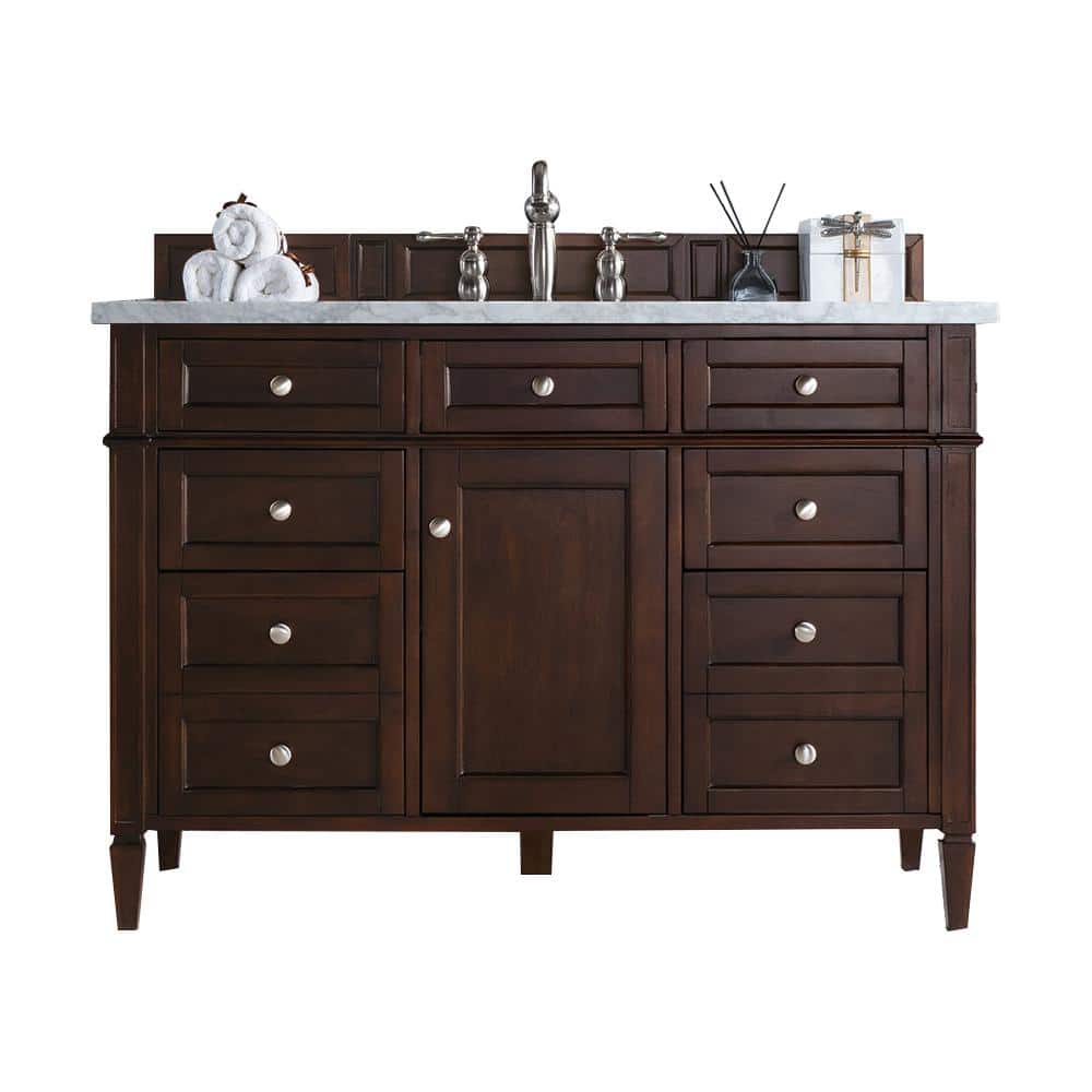 James Martin Vanities Brittany 48" Single Bath Vanity in Burnished Mahogany with Carrara Marble Top