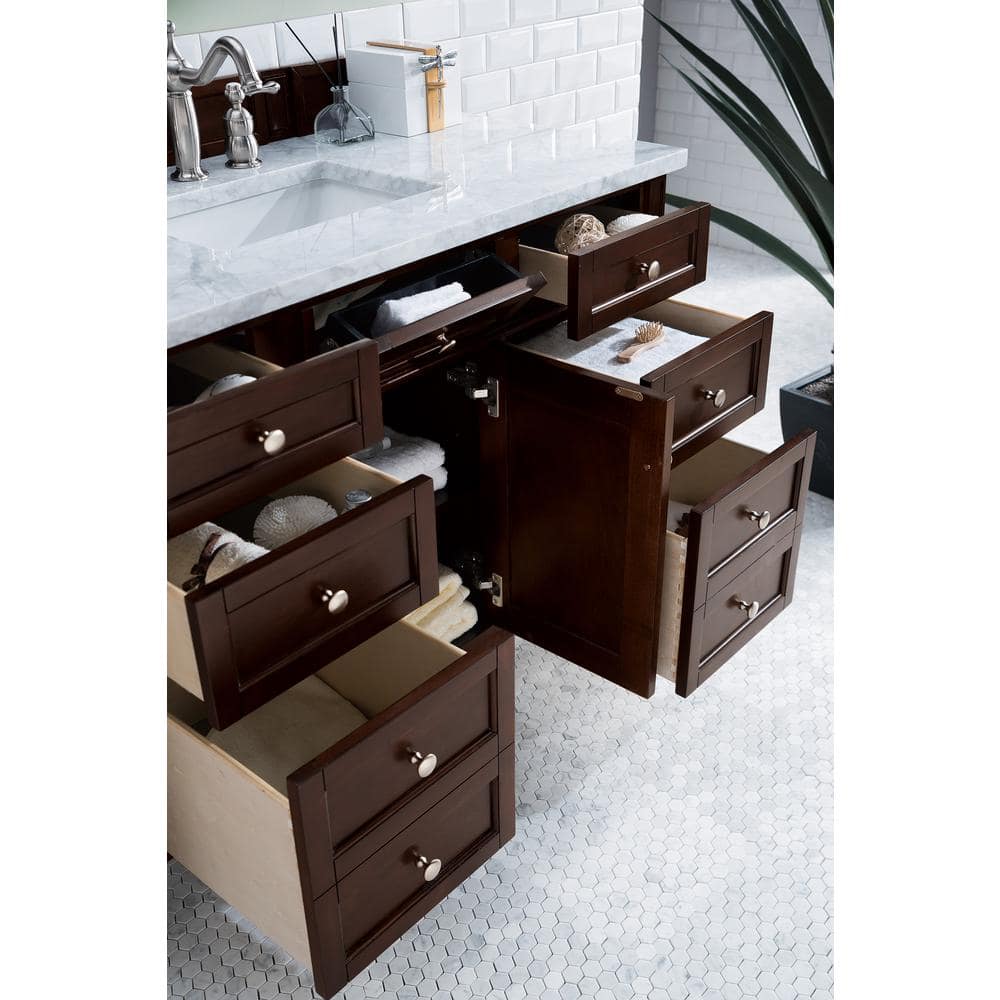 James Martin Vanities Brittany 48" Single Bath Vanity in Burnished Mahogany with Carrara Marble Top
