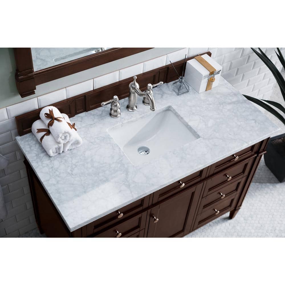 James Martin Vanities Brittany 48" Single Bath Vanity in Burnished Mahogany with Carrara Marble Top
