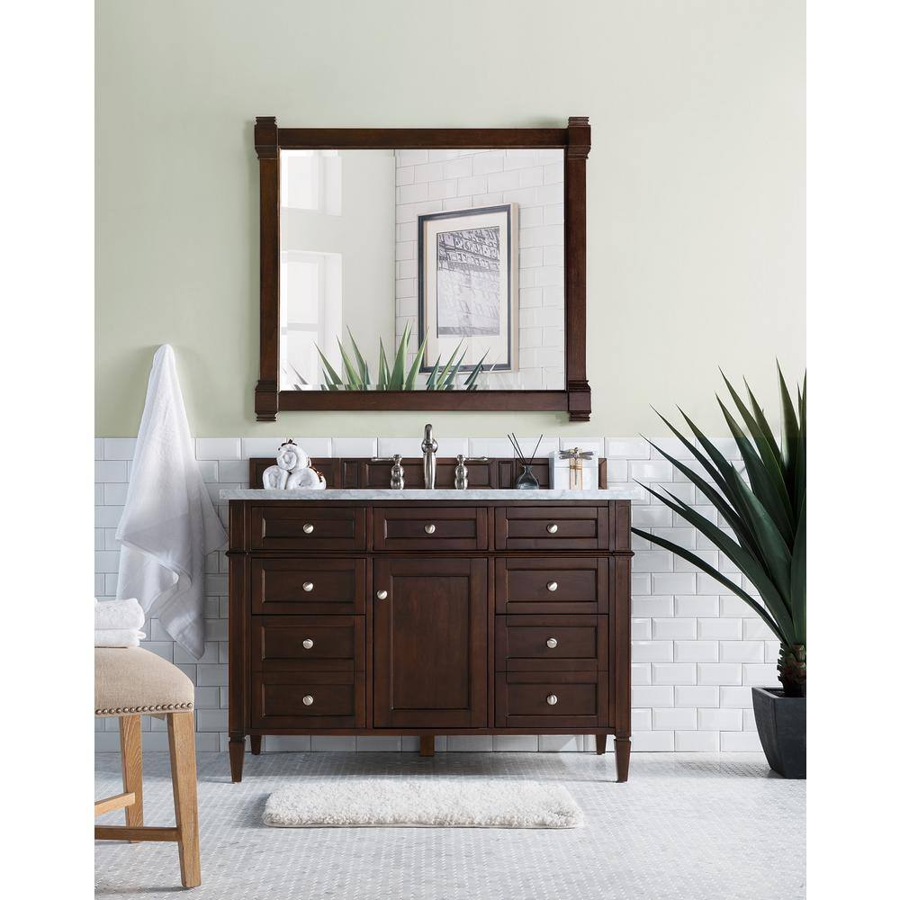 James Martin Vanities Brittany 48" Single Bath Vanity in Burnished Mahogany with Carrara Marble Top