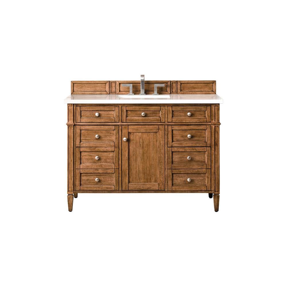 James Martin Vanities Brittany 48" Bathroom Vanity in Saddle Brown with Quartz Top