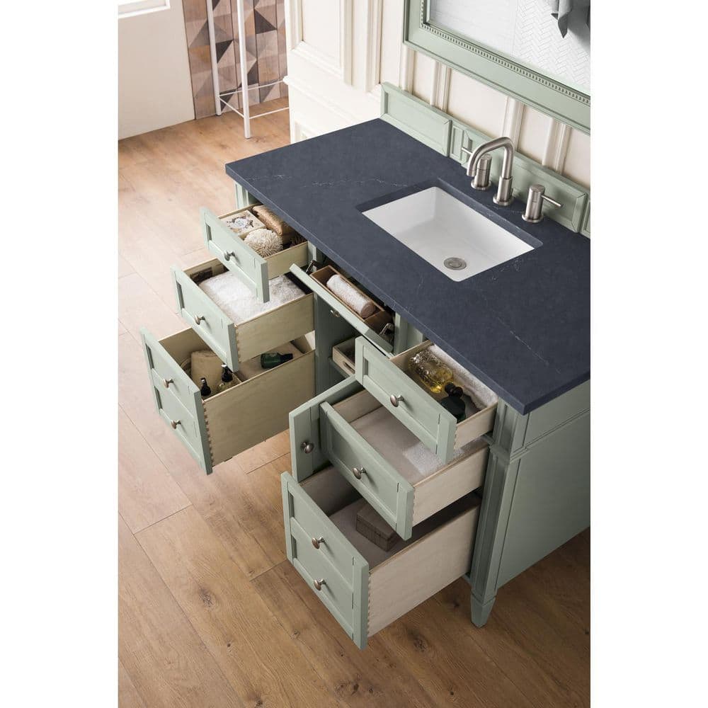 James Martin Vanities Brittany 48" Sage Green Bathroom Vanity with Quartz Top