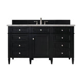 James Martin Vanities Brittany 60" Black Onyx Bathroom Vanity with Quartz Top