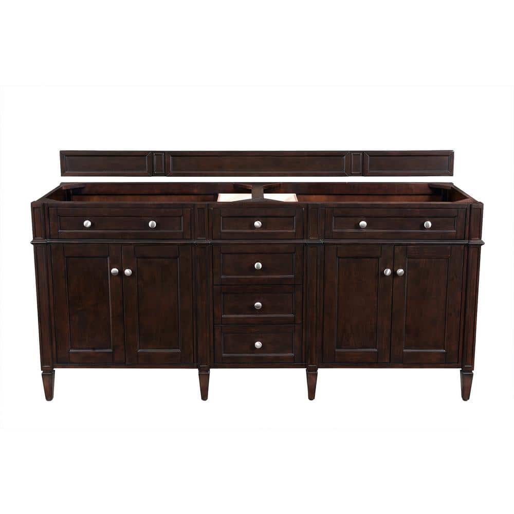 James Martin Vanities Brittany 72" Double Bath Vanity in Burnished Mahogany with Carrara Marble Top