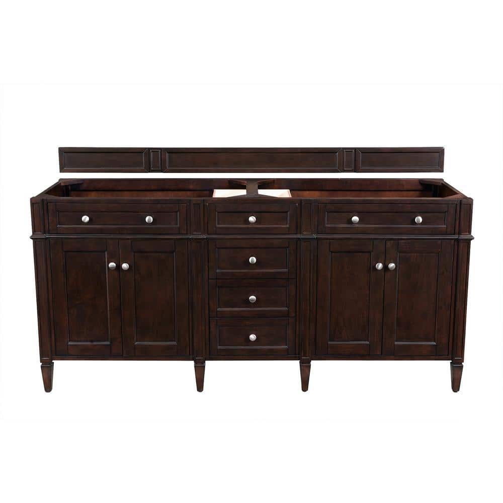 James Martin Vanities Brittany 72" Double Bath Vanity in Burnished Mahogany with Quartz Top