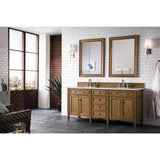 James Martin Vanities Brittany 72-inch Bathroom Vanity in Saddle Brown with Arctic Fall Top