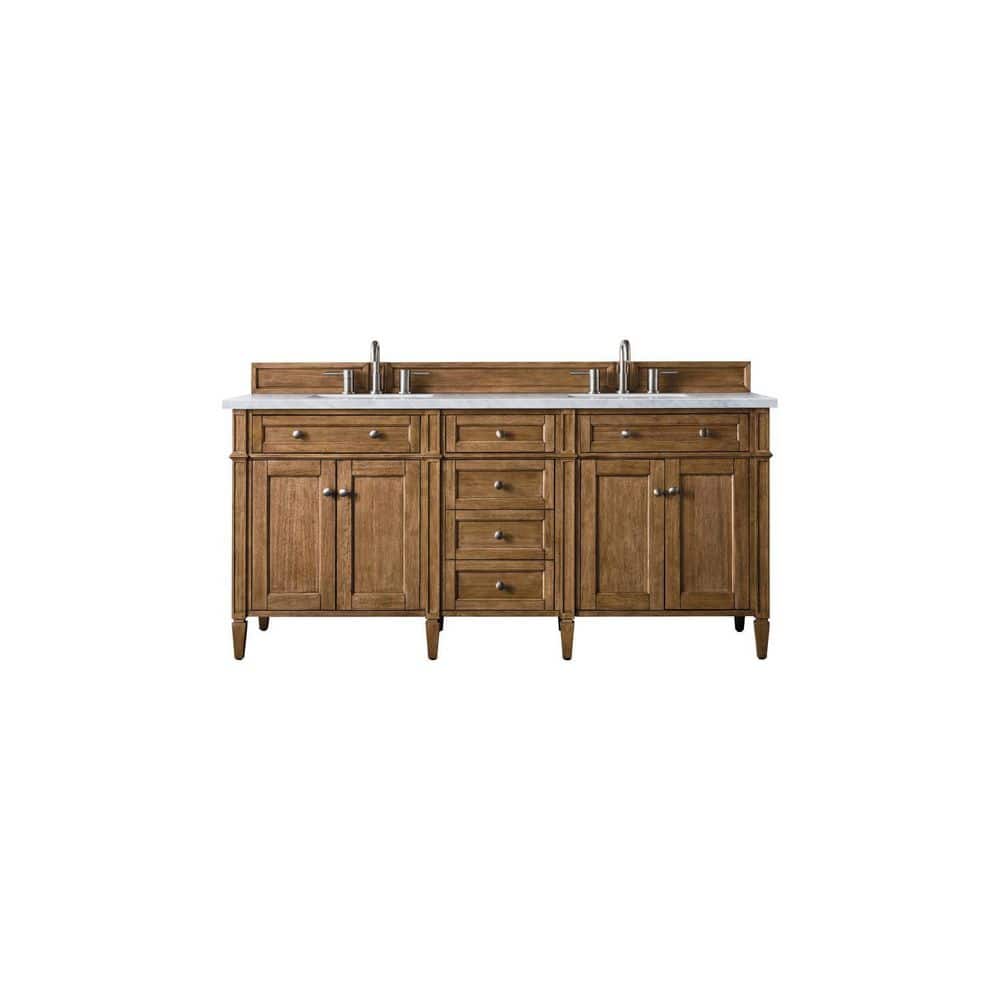 James Martin Vanities Brittany 72-inch Bathroom Vanity in Saddle Brown with Arctic Fall Top
