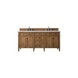 James Martin Vanities Brittany 72-inch Bathroom Vanity in Saddle Brown with Arctic Fall Top