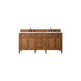 James Martin Vanities Brittany 72" Saddle Brown Double Vanity with White Zeus Quartz Top