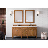James Martin Vanities Brittany 72" Saddle Brown Double Vanity with White Zeus Quartz Top