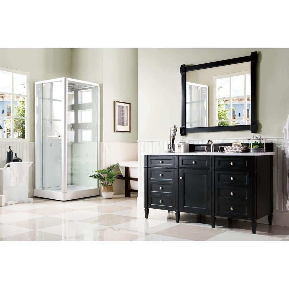 James Martin Vanities Brittany 60" Single Bath Vanity in Black Onyx with Arctic Fall Top