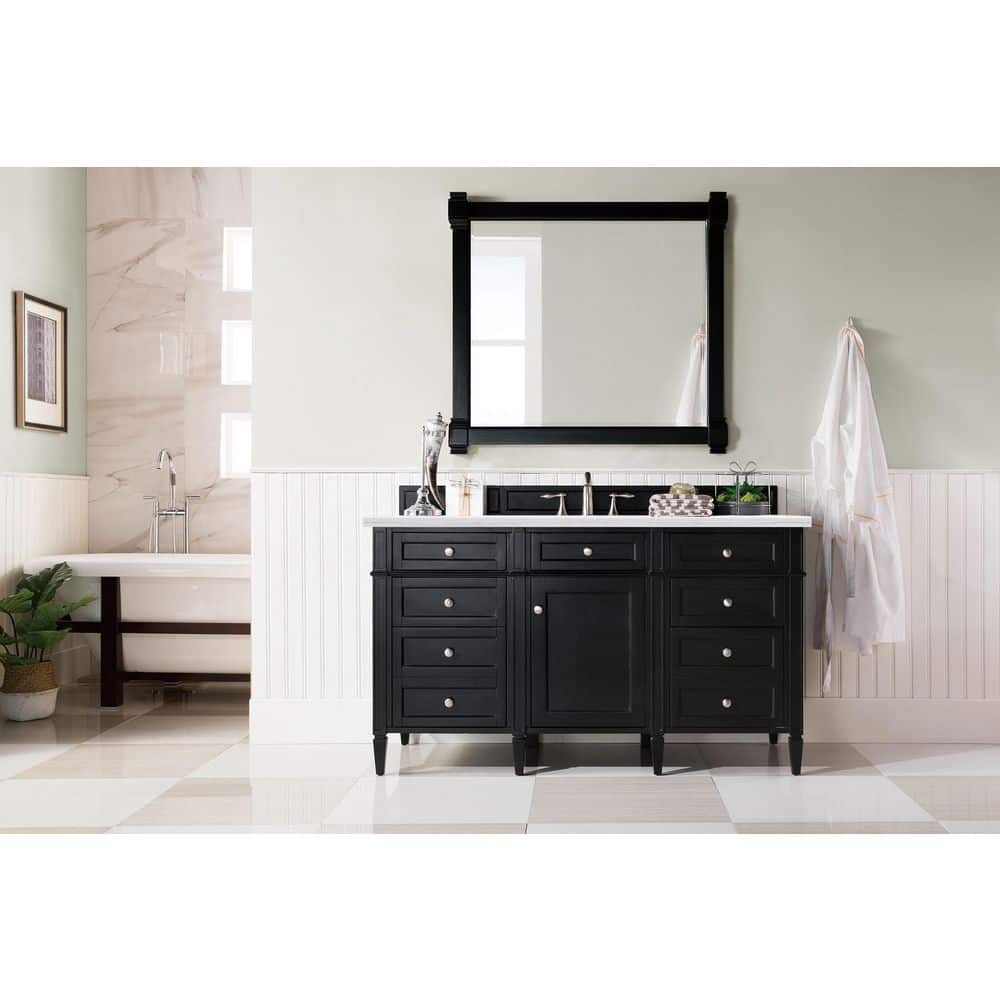 James Martin Vanities Brittany 60" Single Bath Vanity in Black Onyx with Arctic Fall Top