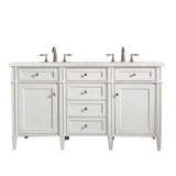 James Martin Vanities Brittany 60-inch Double Bath Vanity in Bright White with Quartz Top