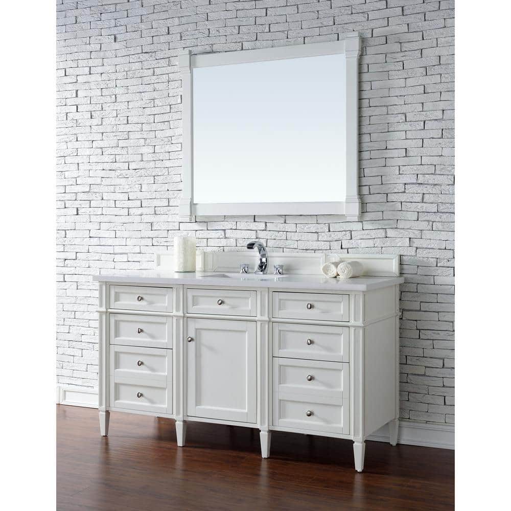 James Martin Vanities Brittany 60-Inch Bright White Single Bath Vanity with Quartz Top
